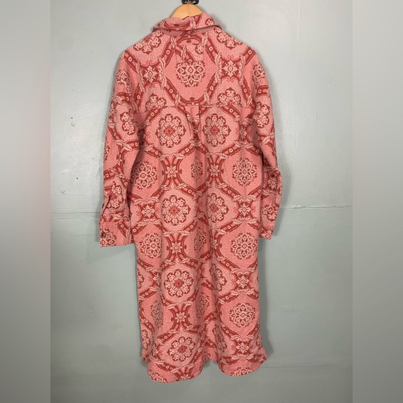 Free People Brick Lane Jacquard Maxi Shirt Jacket Floral Pink Small - Picture 7 of 7